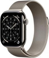 "Apple Watch Series 11" GPS + mobilusis ryšys 42 mm natūralaus titano korpuso išmanusis laikrodis su natūralia "Milanese Loop" miego taško fitneso sekimo įrenginiu, stebinčiu sveikatą nuolat veikiančiame ekrane