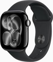 "Apple Watch Series 11" [GPS, 42 mm] aliuminio korpusas "Diamond Black" su juodu sportiniu dirželiu, S/M (Atnaujintas)