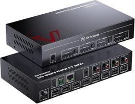 "AV Access" 4x4 HDMI matricos skirstytuvas, 4K@60Hz su HDR "Dolby Vision", garso ištraukimas SPDIF 5.1CH, sumažintas 4K iki 1080P mastelio, CEC, žiniatinklio vartotojo sąsaja, išjungimo atmintis, IR nuotolinis API RS232 valdymas