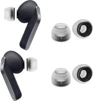 "AZLA Max" "Galaxy Buds 4 Pro" ir "Galaxy Buds 3 Pro" - "Samsung" sertifikuoti pakaitiniai ausų antgaliai, medicininio silikono ausinės, patogios spaudimą mažinančios ausys ir skaidrus garso filtras (2 poros) (juoda, ML)