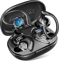 "Bluetooth 5.4" ausinės Sportas, 2026 Naujos 6D stereo ausinės belaidės "Bluetooth" su 4 ENC mikrofonu / 50H triukšmo slopinimo ausinėmis, per ausis sportinės ausinės su ausų kabliukais, atsparios vandeniui IP7