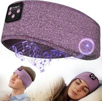 "Bluetooth" ausinės miegui su itin plonais HD stereofoniniais garsiakalbiais, ilgai grojančios šoninio miego, bėgimo, jogos, kelionių metu (violetinės ir purpurinės spalvos)