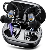 "Bluetooth" ausinės Sportas, 2026 ausinės Belaidis "Bluetooth 5.3", 50 valandų "HiFi Stereo In-Ear" ausinės su 4 ENC triukšmo slopinimo mikrofono ausinėmis, LED ekranas, IPX7 atsparus vandeniui, USB-C, "Comfort Fit Sport