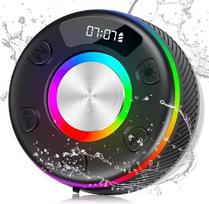 "Bluetooth" dušo garsiakalbis, nešiojamasis garsiakalbis, "Bluetooth 5.3" su HD garsu, IPX7 vandeniui atsparus, spalvinga RGB šviesa / LED ekranas / dušo radijas / laisvų rankų skambutis / siurbimo puodelis, puikiai tinka vonios kambariui