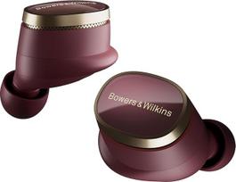 "Bowers & Wilkins Pi8 Wireless" tikros belaidės aktyvaus triukšmo slopinimo ausinės "Bluetooth AptX" įkrovimo dėklas su belaidžiu garso perdavimu - tamsiai bordo spalvos