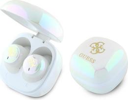 "CG Mobile Guess" "Bluetooth" ausinės TWS + prijungimo stotelė Iridescent 4G Spausdintas logotipas Balta