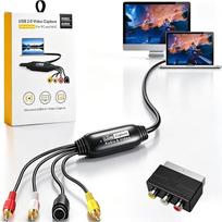 "Convertitore VHS in Digital", USB 2.0 vaizdo įrašymo kortelė, 1080P VHS skaitmeninis keitiklis su "Scart" / AV adapteriu, skirtas kompiuteriui, televizoriui, juostiniam grotuvui, vaizdo kamerai, suderinamas su "Mac OS" arba "Windows