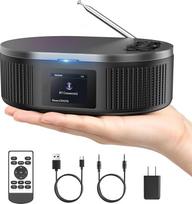 "Desobry" nešiojamas CD grotuvas su "Bluetooth", dideliu LCD ekranu, akumuliatoriumi, garsiakalbiu, AUX, USB, FM radiju, apsauga nuo atsitrenkimo ir nuotolinio valdymo pulteliu namams, automobiliui ir senjorams