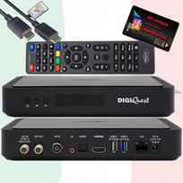 "DigiQuest Q99 4K UHD palydovinis imtuvas su aktyvuota "TiVuSat" kortele Juoda - Italija TV Rai Mediaset LA7, DVB-S2/T2, HEVC HDR, PVR, LAN, USB, sertifikuotas imtuvas + HTS e-com HDMI kabelis