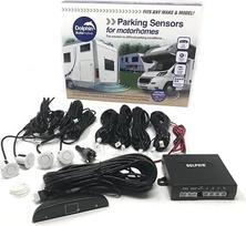 "Dolphin MPS450" automobilių stovėjimo jutikliai su LED ekranu ir garso signalu - juodi, sidabriniai, balti, pilki (balti)