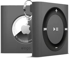 "elago W7" raktų pakabukas, suderinamas su "Apple AirTag 2 & 1 Gens" - apsauga nuo kritimo, karabinas, klasikinis retro MP3 grotuvo dizainas (skirtas šunims sekti, raktams) (tamsiai pilka)