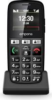 "Emporia Happy" mobilusis telefonas senjorams, tvirtas ir kokybiškas, didelis garsumas, spalvotas ekranas, "Bluetooth", 3 greitųjų skambučių mygtukai, dideli mygtukai, apšviesti, įkrovimo stotelė, juodas (Italija)