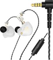 "FEDAI DX2 In-Ear Monitor" ausinės, aukščiausios kokybės laidinės ausinės su dinaminiu dvigubu garsiakalbiu, profesionalios garsą izoliuojančios ausinės dainininkams / būgnininkams / muzikantams su C kaiščio jungtimi (baltos spalvos, su mikrofonu)