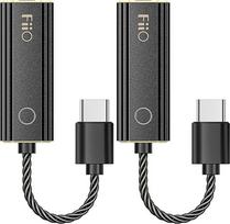 "FiiO JadeAudio KA1" ausinių stiprintuvas "Tiny USB DAC" didelės raiškos 3,5 mm be nuostolių išmaniesiems telefonams, kompiuteriams, nešiojamiesiems kompiuteriams ir grotuvams (C tipo, juodas) (2 vnt.)