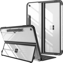 "Fintie" dėklas, skirtas "Microsoft Surface Pro 12" 12 colių 1-ajam leidimui (2025), smūgiams atsparus "Folio" dėklas su skaidriu galiniu dangteliu, suderinamas su "Type Cover" klaviatūra, juodas