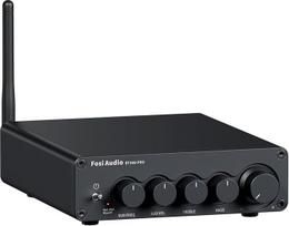 "Fosi Audio BT30D Pro Bluetooth" 2.1 kanalo stiprintuvas, mini HiFi stiprintuvas su TPA3255 mikroschemomis 165 W x2+350 W ir žemų dažnių aukščio reguliavimu, garso imtuvas staliniams/ lauko garsiakalbiams/poilsio garsiakalbiams/ žemų dažnių kolonėlėms