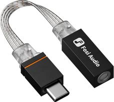 "Fosi Audio D2" USB-C-3,5 mm garso adapterio dongle, DAC stiprintuvas IM4 IEM ausinėms, ausinių lizdo adapteris su mikrofono palaikymu, C tipo (vyriškas) - 3,5 mm (moteriškas) 32bit/384kHz