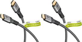 "goobay" HDMI 2.1 kabelis - itin didelės spartos su eternetu - UHD raiška 8k, 4k, 120 Hz ir 60 Hz - paauksuota jungtis - apsaugo nuo korozijos - skirtas žaidimams arba vaizdo transliacijoms - pilkas 65263 (5 metrai)