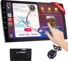 "Haudio" 2 DIN automobilinis 9 colių radijo imtuvas su belaidžiu "CarPlay" ir belaidžiu "Android Car", automobilinis radijo imtuvas su HD jutikliniu ekranu, galinio vaizdo kamera, "Bluetooth", AUX, AM/FM, "Mirror Link", GPS navigacija (4 + 64GB)