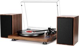 "HiFi" patefonas "Bluetooth" USB, grotuvas su garsiakalbiu, dviguba kompaktiška stereo sistema, reguliuojamas magnetinis magnetofonas, RCA išvestis