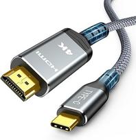 "Highwings" USB C ir HDMI kabelis 4K @ 60Hz 3 metrai, USB C HDMI kabelis UHD "Thunderbolt 3/4", suderinamas su "iPhone 17/16/15 Pro", "MacBook Pro/Air", "iPad Pro/Air", "Surface", "Galaxy" ir kt.
