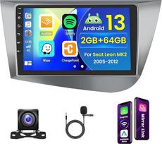 "Hikity" 2 + 64GB "Android 13" automobilinis radijas, skirtas "Seat Leon MK2", 2005-2012 m., "Radio Carplay Android", 9 colių IPS jutiklinio ekrano radijas su galinio vaizdo kamera, "Bluetooth", navigacija, "WiFi", DSP, EQ, "Mirror Link