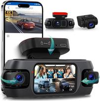 "Hodozzy" 360° automobilio prietaisų skydelio kamera 4K su 5GHz "WiFi", 4 kameros priekyje ir gale, 8 IR naktinio matymo kameros, 3 colių IPS jutiklinis ekranas, įrašymas kilpa, G jutiklis, GPS buvimo vieta, prietaisų skydelio kamera su programėlės valdym