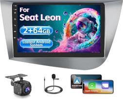 "Inefala Android 15" automobilinis radijas "Seat Leon" 2005-2012 m. su belaidžiu "CarPlay" "Android Car 2+64G", 9 colių ekranas DSP 28UI FM RDS GPS Bluetooth WiFi SWC AHD atbulinės eigos kamera