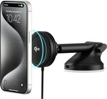 "iOttie Velox Qi2 Mini 15W Wireless Charger Car Mount" - prietaisų skydelio ir priekinio stiklo automobilinis telefono laikiklis - "MagSafe" suderinamas "iPhone" laikiklis Qi2 išmaniesiems telefonams (iPhone 12, 13, 14 ir 15) - pridedamas automobilinis įk