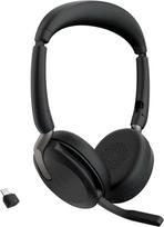 "Jabra Evolve2 65 Flex" - stereofoninės "Bluetooth" ausinės su belaidžio įkrovimo kilimėliu, triukšmą slopinančia "Jabra ClearVoice" technologija ir hibridiniu ANC - sertifikuotos "MS Teams" - juodos spalvos