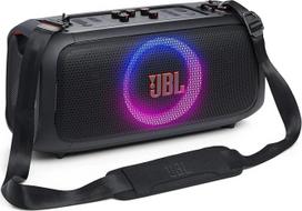"JBL Partybox On-The-Go Essential" juodos spalvos - nešiojamasis vakarėlių garsiakalbis su dinaminiais šviesos efektais ir belaidžiu mikrofonu - atsparus purslams IPX4 dizainas - veikia 6 val.