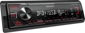 "Kenwood" KMM-DAB307 USB automobilinis radijas su DAB+/FM (garso procesorius, USB, AUX, 4 x 50 W, mygtukų apšvietimas, raudonas, su DAB+ antena)