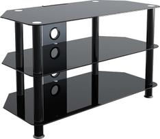"King TV-Mobel" plokščiaekranių / LCD / LED / plazminių televizorių stovas su juodu stiklu (80 cm, juodas)
