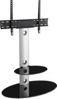 "King" televizoriaus stovas 32-60 colių LCD/LED/plazminiams televizoriams su laikikliu ir kabelio vedliu (ovalus, sidabrinės/juodos spalvos)