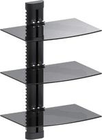 "Maclean MC-664" 8 kg talpos sieninė stiklinė lentyna DVD grotuvams, medijos įrenginiams, žaidimų konsolėms, PS3, televizoriams, "Hi-Fis