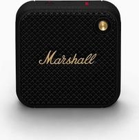 "Marshall Willen" belaidis "Bluetooth" garsiakalbis, daugiau kaip 15 valandų veikimo, atsparus vandeniui pagal IP67, greitai įkraunamas, sukraunamas vienas ant kito, juodos ir žalvario spalvos