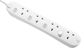"Masterplug" SWC4210N-MP 2 m ilgio vieno jungiklio kištukinio lizdo ilgintuvas - baltas, 5,4 x 2,6 x 32,4 cm