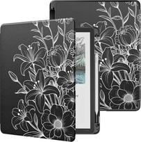 "MoKo" dėklas su rašiklio laikikliu naujam 11 colių "Kindle Scribe" (3 kartos -2025) ir "Kindle Scribe Colorsoft" (1 kartos 2025), lengvas apsauginis dėklas su automatinio užmigimo / pabudimo funkcija, linijinė gėlė