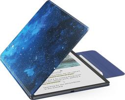 "MoKo" magnetinis dėklas naujam 11 colių "Kindle Scribe 2025" (3 kartos) ir "Kindle Scribe Colorsoft 2025" (1 kartos) - plonas "Folio Premium" PU odos dangtelis su rašikliu ir automatiniu miego budinimu, mėlynos spalvos žvaigždės