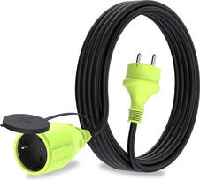 "MutecPower Schuko" prailginimo kabelis lauko sąlygomis IP44 H05RR-F3G 1,5 mm² lauko sąlygomis su apsauginiu kontaktiniu lizdu ir "Schuko" kištukiniu lizdu 5 m juodas / žalias