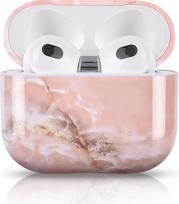 "Newseego" dėklas, suderinamas su "AirPods 3" dėklu, stilingas ir išskirtinis marmuro modelio kietasis kompiuterio ausinių dėklas "Airpods" priedai Nešiojamasis smūgiams atsparus apsauginis dėklas, skirtas "AirPods 3" įkrovimo dėklui, rožinis