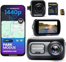 "Nextbase 522GW" prietaisų kamera su galinio vaizdo kamera ir 64GB SD kortele | 1440p 2K, GPS, WLAN ir avarinis SOS | 3 colių jutiklinis ekranas ir parkavimo režimas 24/7