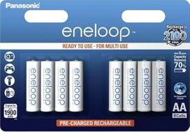 "Panasonic eneloop", paruoštas naudoti Ni-MH akumuliatorius, AA Mignon, 8 pakuotės, min. 1900 mAh, 2100 įkrovimo ciklų, didelė galia ir mažas savaiminis išsikrovimas, įkraunamas akumuliatorius, įkraunamas akumuliatorius