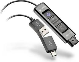 "Poly Digital" USB-A ir USB-C adapteris DA85M (Plantronics) - suderinamas su "Poly" greito atjungimo ausinėmis (QD), skirtomis skambučių centrui - sulaikymo ir atsakymo į skambučius mygtukai - optimizuotas "MS Teams
