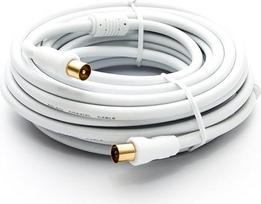 "Premium X" 30 m ilgio antenos kabelis TV jungties kabelis HDTV "Full HD", 4K koaksialinis kabelis - pilno metalo vyriškos ir IEC moteriškos lyties, skirtas skaitmeninei televizijai ir radijui - DVB-T/T2, DVB-C, DVB-S/S2 - baltos spalvos