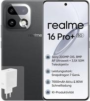 "realme 16 Pro+" išmanusis telefonas 8GB + 256GB, 50MP kamera, "Snapdragon® 7 Gen 4", 7000 mAh titano baterija, greitasis įkrovimas 80W, "Air 8" ausinės, pilkos spalvos