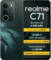 "realme C71" išmanusis telefonas 8+256GB 6000mAh baterija 45W greitasis įkrovimas 120Hz žiūrėjimo komfortas Ekranas žalias