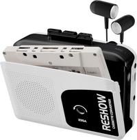 "Reshow" nešiojamasis kasečių grotuvas, konvertuojantis kasetes į MP3 per USB ir įrašantis MP3 muziką - juodas
