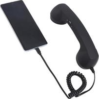 "Retro" telefono ausinės "iPhone" / "Android", C tipo mobiliojo telefono ausinės "Old School Style" su mikrofonu ir garsiakalbiu Nuotraukų rekvizitas 90-ųjų metų išvaizda (juoda)