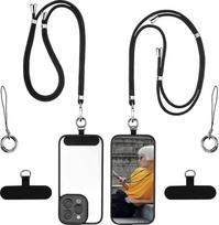 "rietegio" mobiliojo telefono grandinėlė, 2 vnt., universalus mobiliojo telefono dėklas, skirtas pakabinti, 2 universalūs dėklai, reguliuojamas ir nuimamas mobiliojo telefono dirželis ant kaklo, skirtas visiems išmaniesiems telefonams (juodas)
